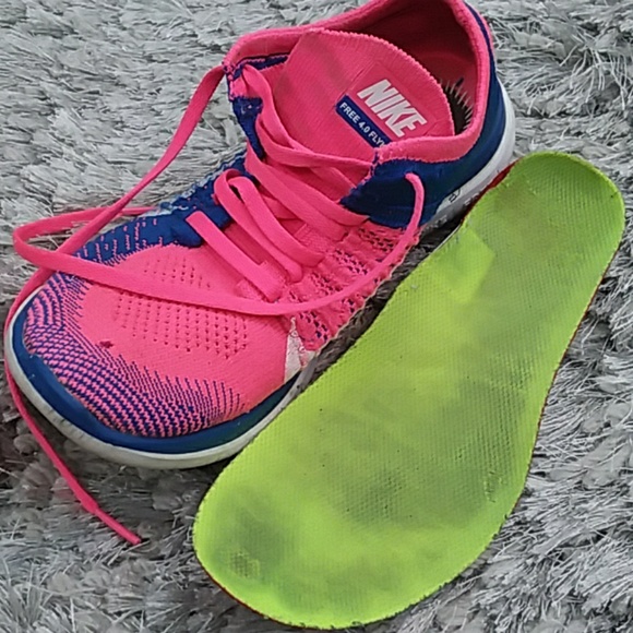 Nike Shoes | Nike Free 4 Flyknit Pink Blue Shoes | Poshmark